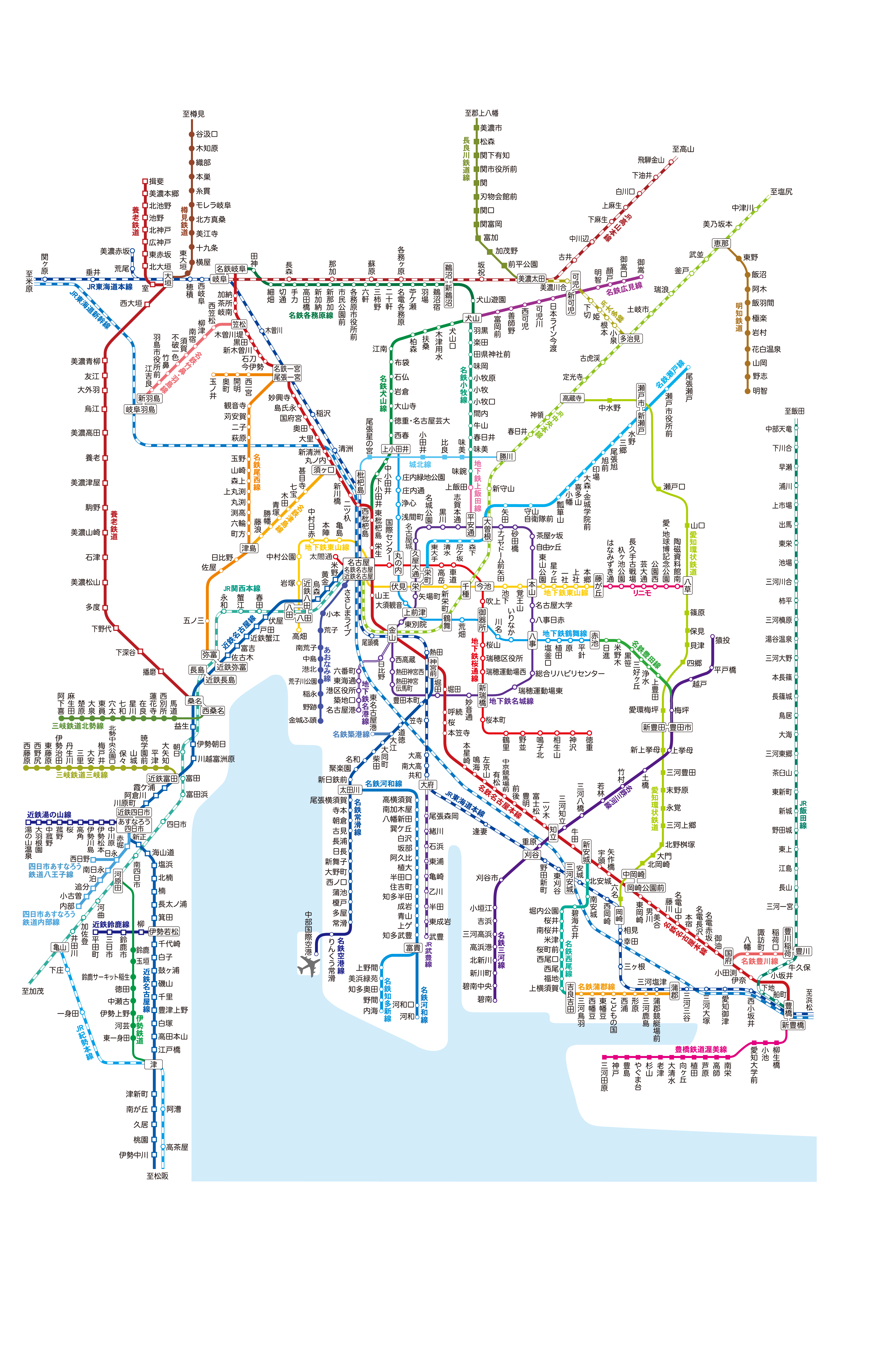 愛知県の路線図