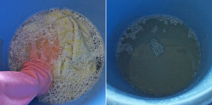 40℃のお湯に過炭酸ナトリウムを溶かしてタオルを殺菌